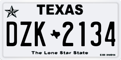 TX license plate DZK2134