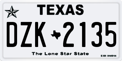 TX license plate DZK2135