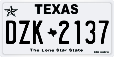 TX license plate DZK2137