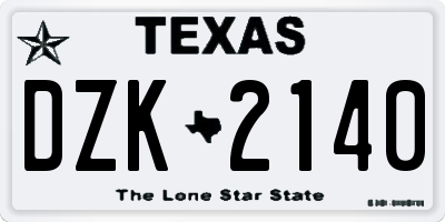 TX license plate DZK2140