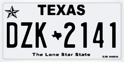 TX license plate DZK2141