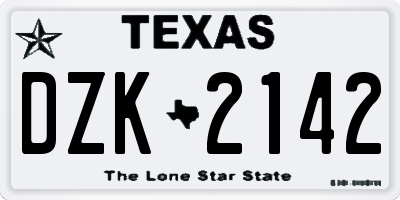 TX license plate DZK2142