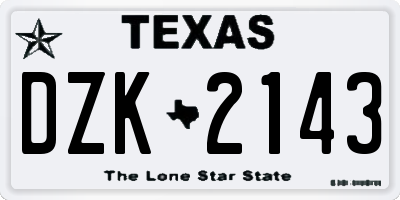 TX license plate DZK2143