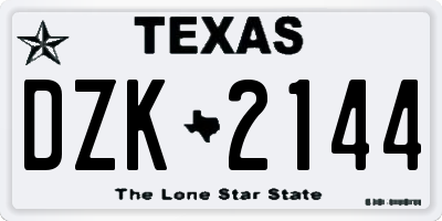 TX license plate DZK2144