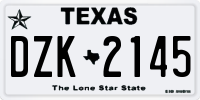 TX license plate DZK2145