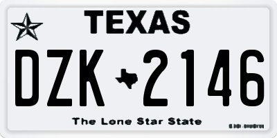 TX license plate DZK2146