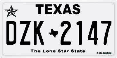 TX license plate DZK2147