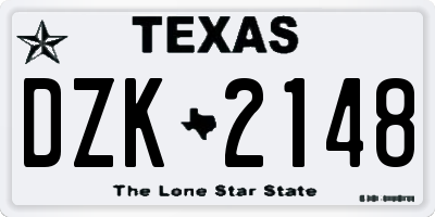 TX license plate DZK2148