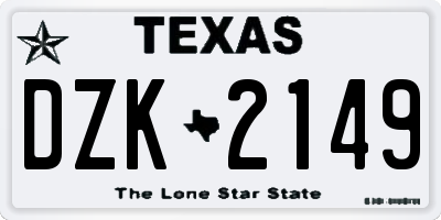 TX license plate DZK2149