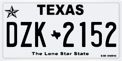 TX license plate DZK2152