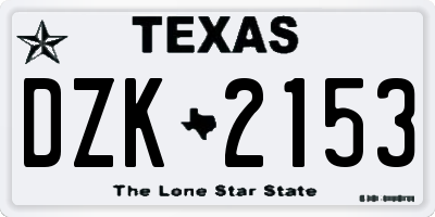 TX license plate DZK2153