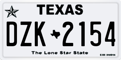 TX license plate DZK2154