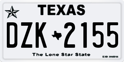 TX license plate DZK2155