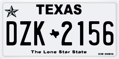 TX license plate DZK2156
