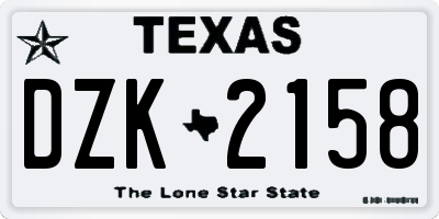 TX license plate DZK2158