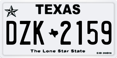 TX license plate DZK2159