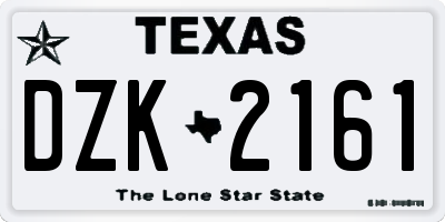 TX license plate DZK2161