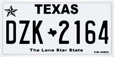 TX license plate DZK2164