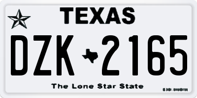 TX license plate DZK2165
