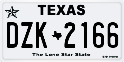 TX license plate DZK2166