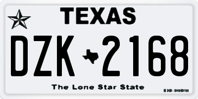 TX license plate DZK2168