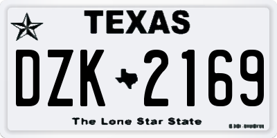 TX license plate DZK2169
