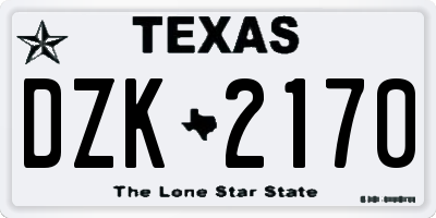TX license plate DZK2170