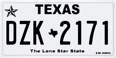 TX license plate DZK2171