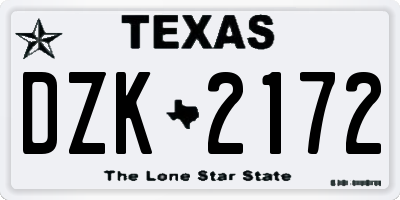 TX license plate DZK2172