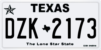 TX license plate DZK2173