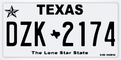 TX license plate DZK2174