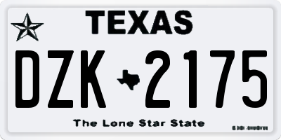 TX license plate DZK2175