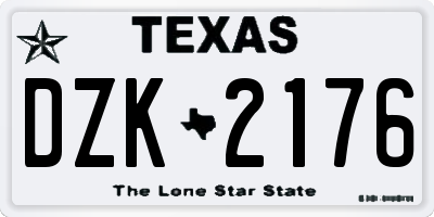 TX license plate DZK2176