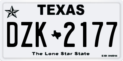 TX license plate DZK2177