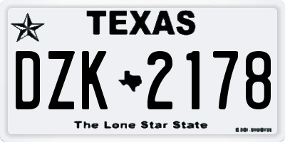 TX license plate DZK2178