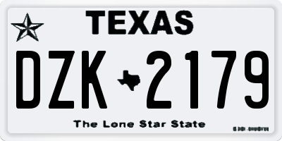 TX license plate DZK2179