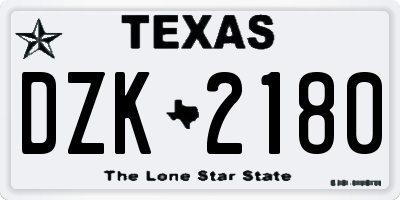 TX license plate DZK2180