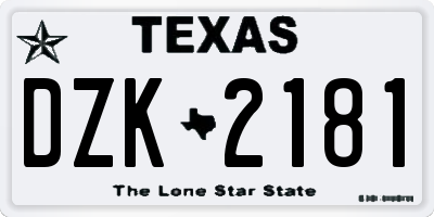TX license plate DZK2181
