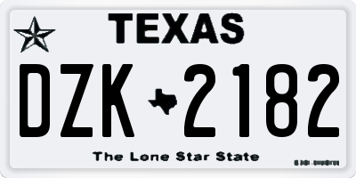 TX license plate DZK2182