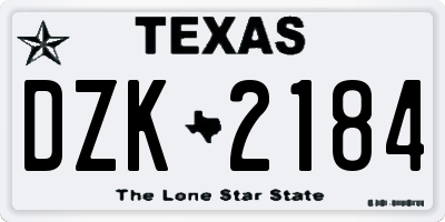 TX license plate DZK2184