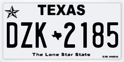 TX license plate DZK2185