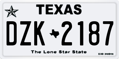 TX license plate DZK2187