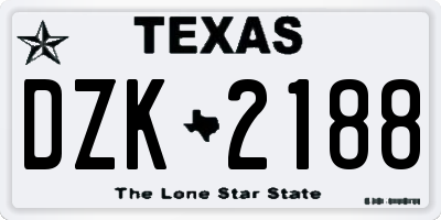 TX license plate DZK2188