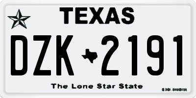 TX license plate DZK2191
