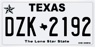 TX license plate DZK2192