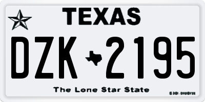 TX license plate DZK2195