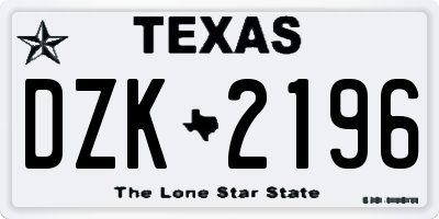 TX license plate DZK2196