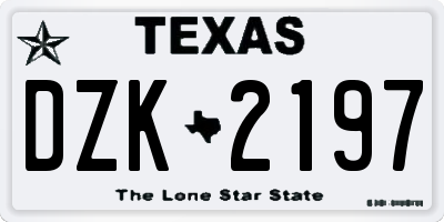 TX license plate DZK2197