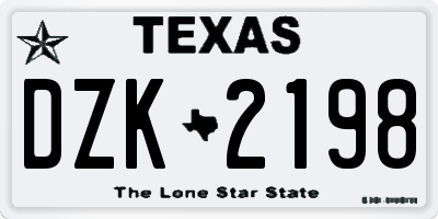 TX license plate DZK2198