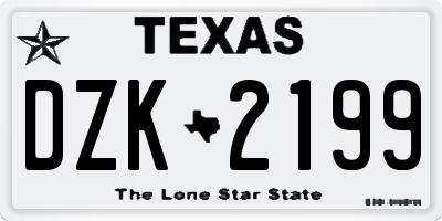 TX license plate DZK2199